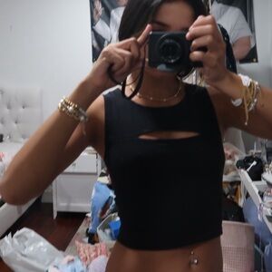 John Galt Stylish Black Sleeveless Top